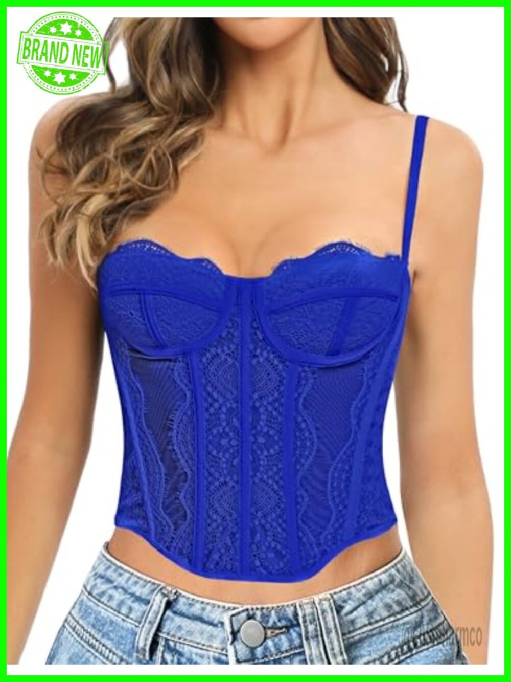GainKee Lace Bustier Corset Top Adjustable Straps Buckle Closure Womens